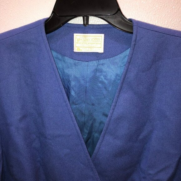 VTG Pendleton Womens 12 Blue Pure Virgin Wool Double Breasted Blazer Jacket USA - Picture 5 of 11